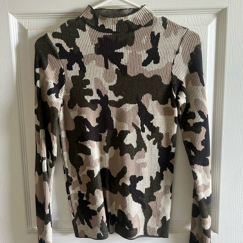 Camouflage Long Sleeve Ribbed Top
